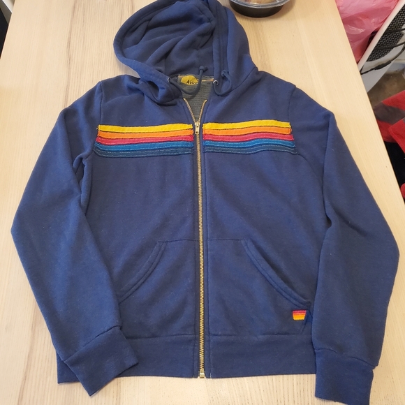 SOLD Aviator Nation Blue 5-Stripe Zip Hoodie, sz S - Picture 4 of 8